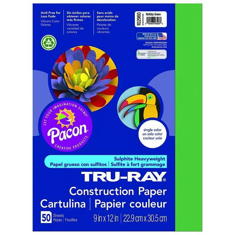 (10 Pk) Tru Ray 9 X12 Holiday Green