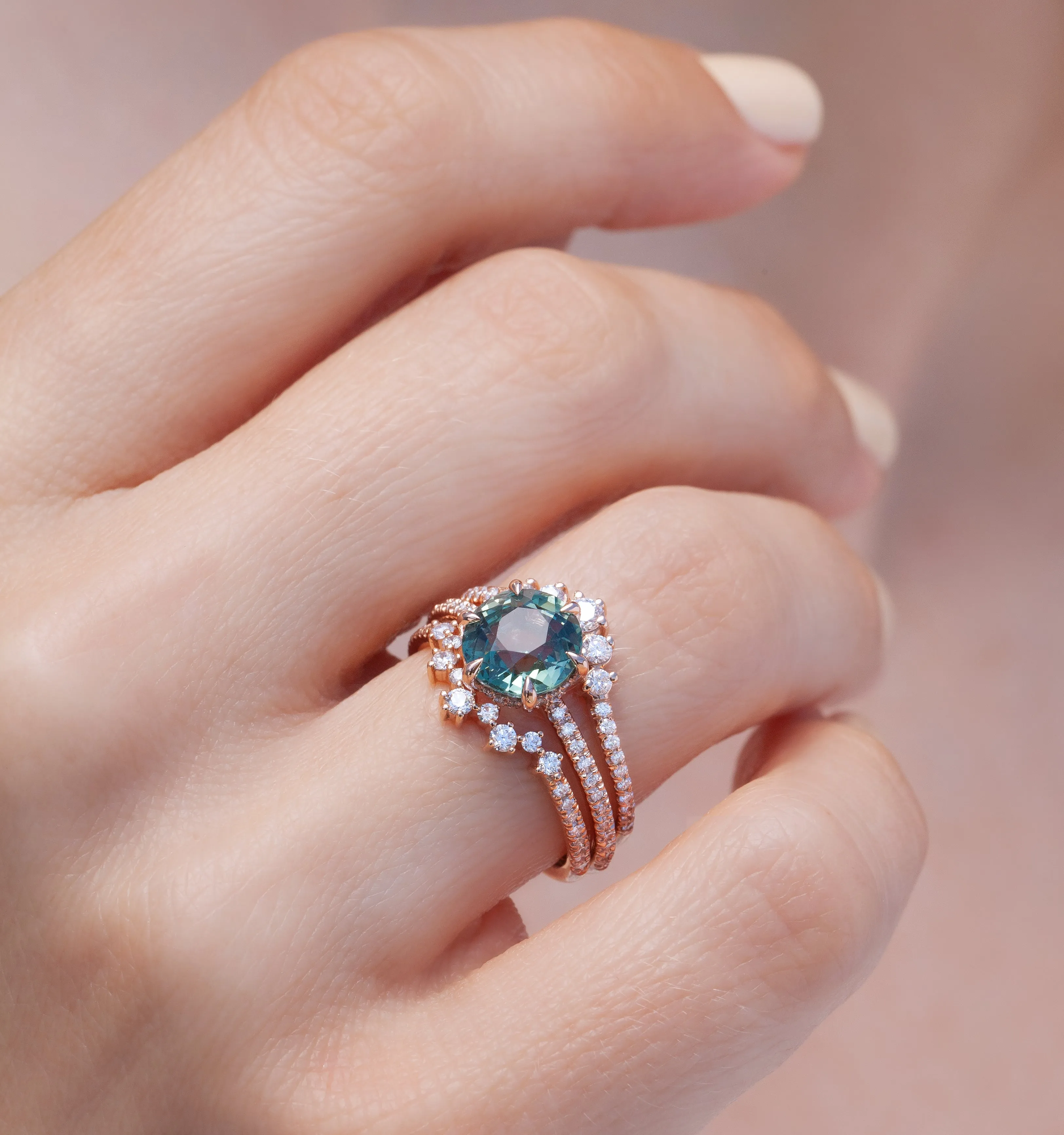 2.60-Carat Teal Sapphire Taylor Ring