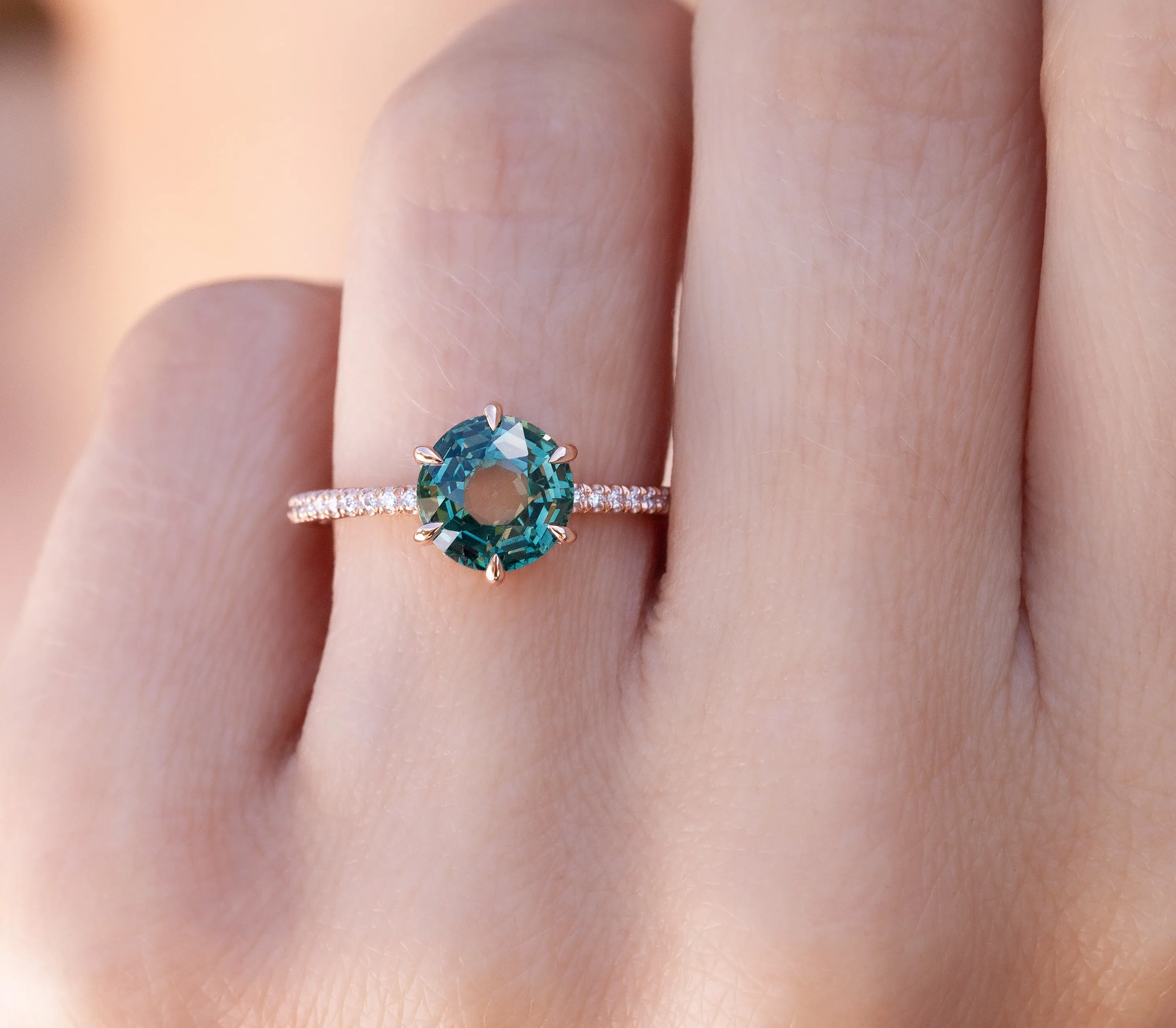 2.60-Carat Teal Sapphire Taylor Ring