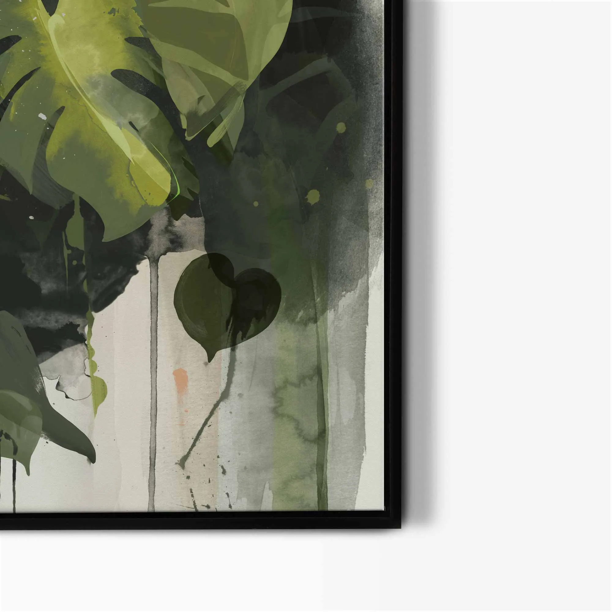 Abstract Banana & Monstera Leaf Framed Canvas Set