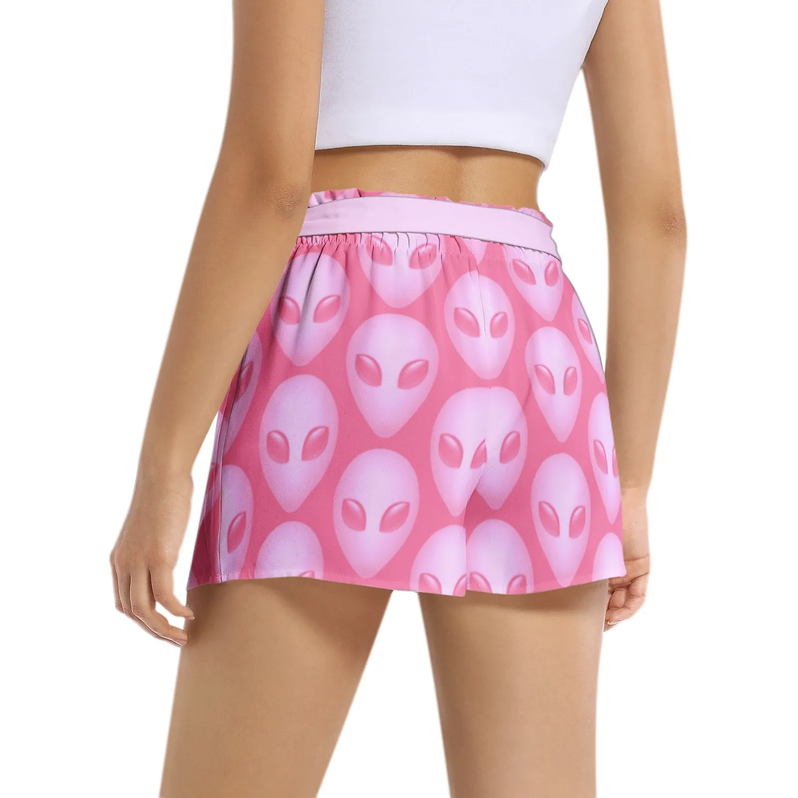 Alien Print Women's Belted Short