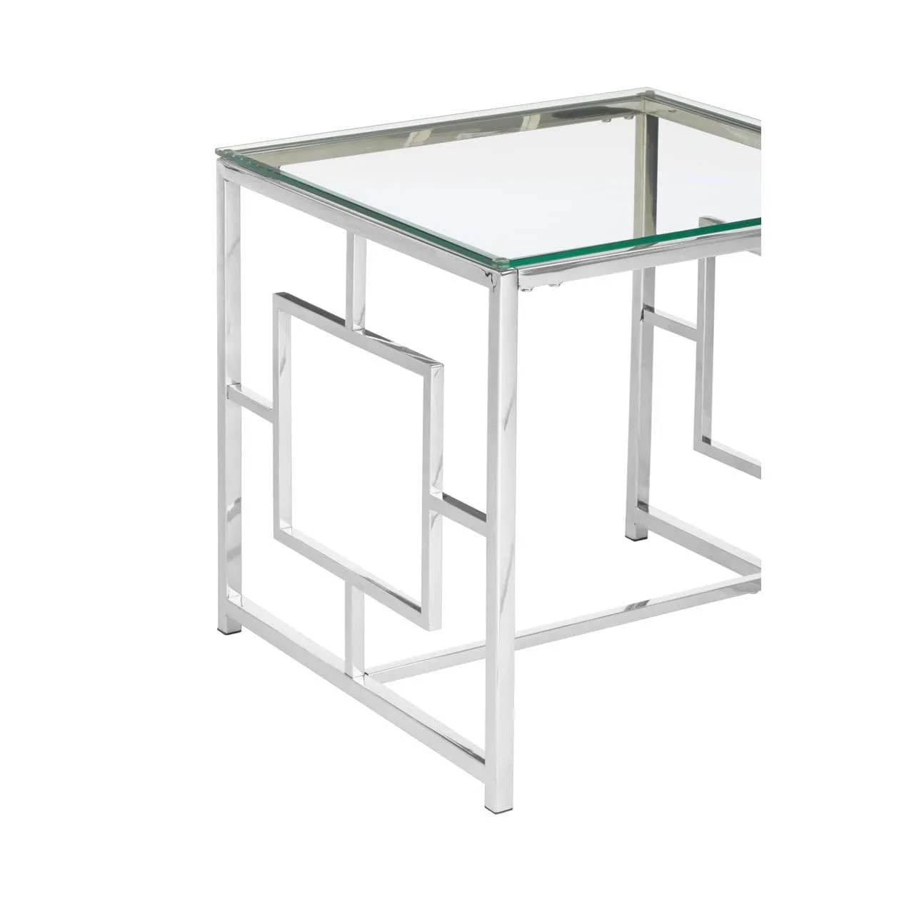 Allez Clear Glass / Silver Base End Table