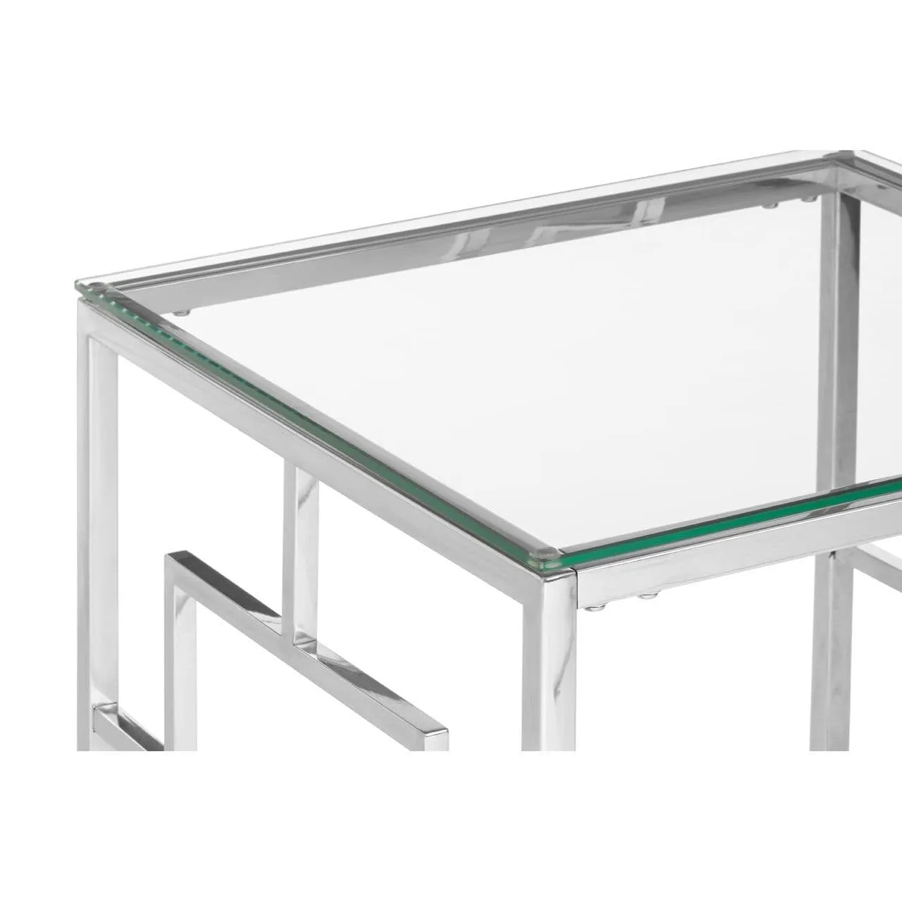 Allez Clear Glass / Silver Base End Table