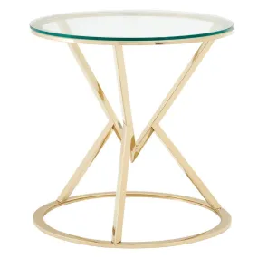 Allez Corseted Round Champagne End Table