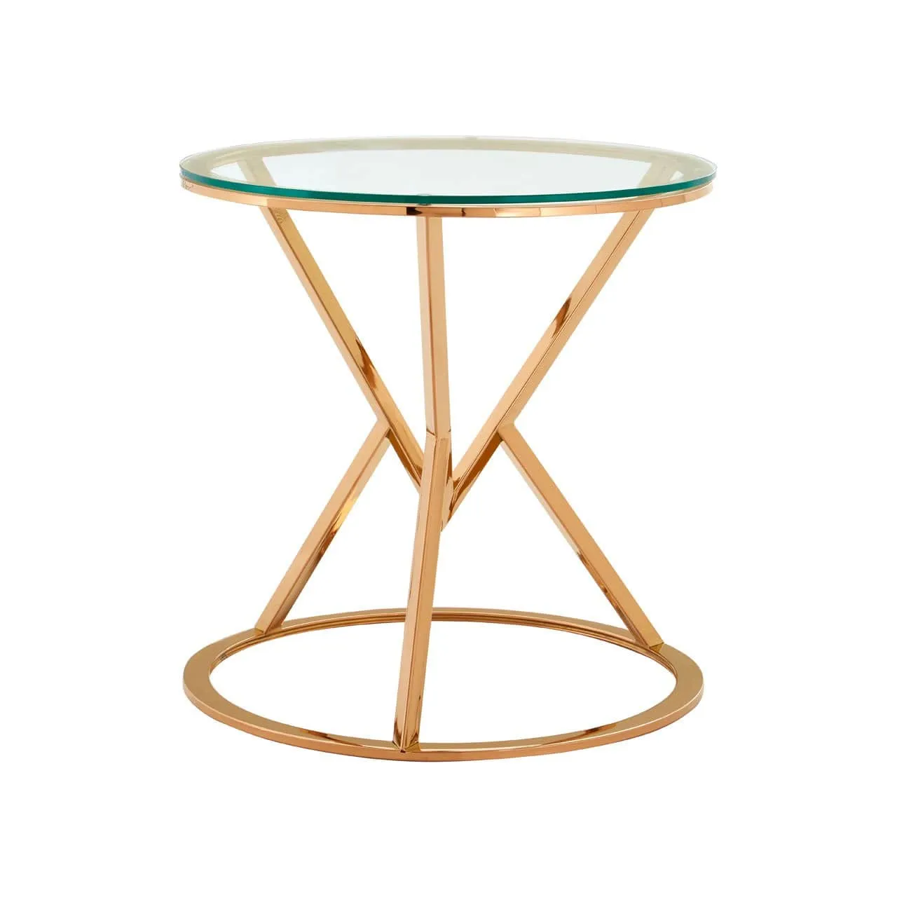 Allez Corseted Round Rose Gold End Table