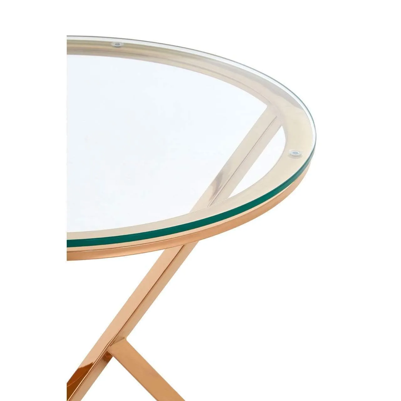 Allez Corseted Round Rose Gold End Table