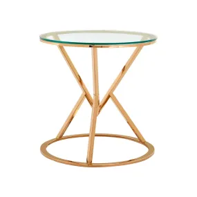 Allez Corseted Round Rose Gold End Table