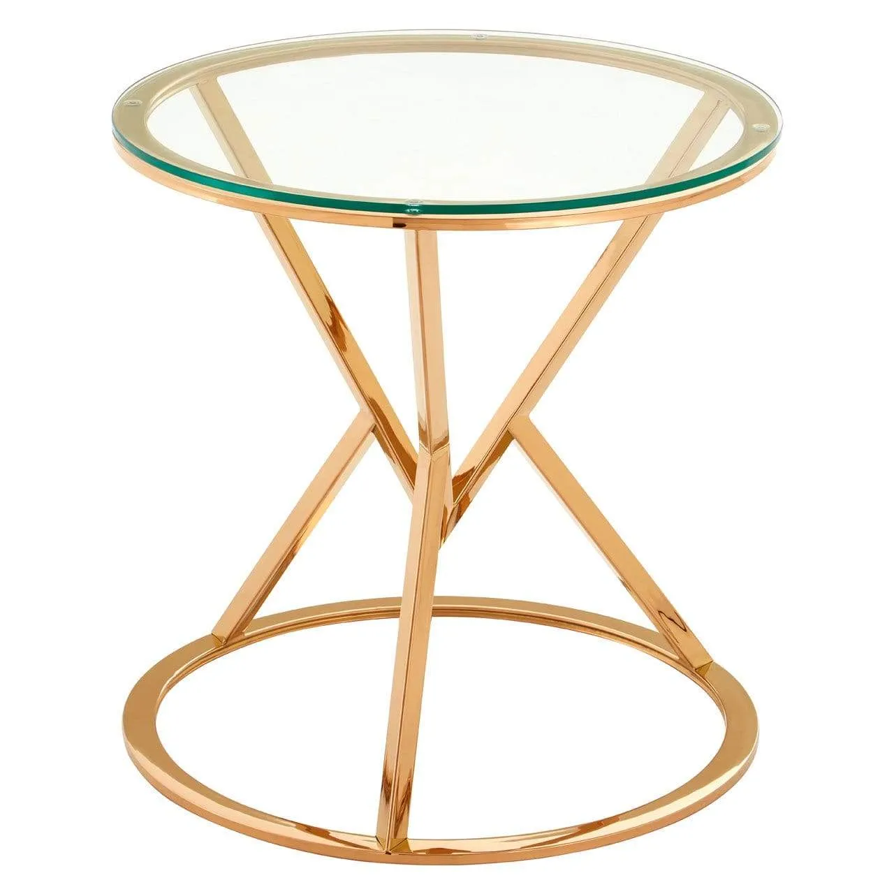 Allez Corseted Round Rose Gold End Table