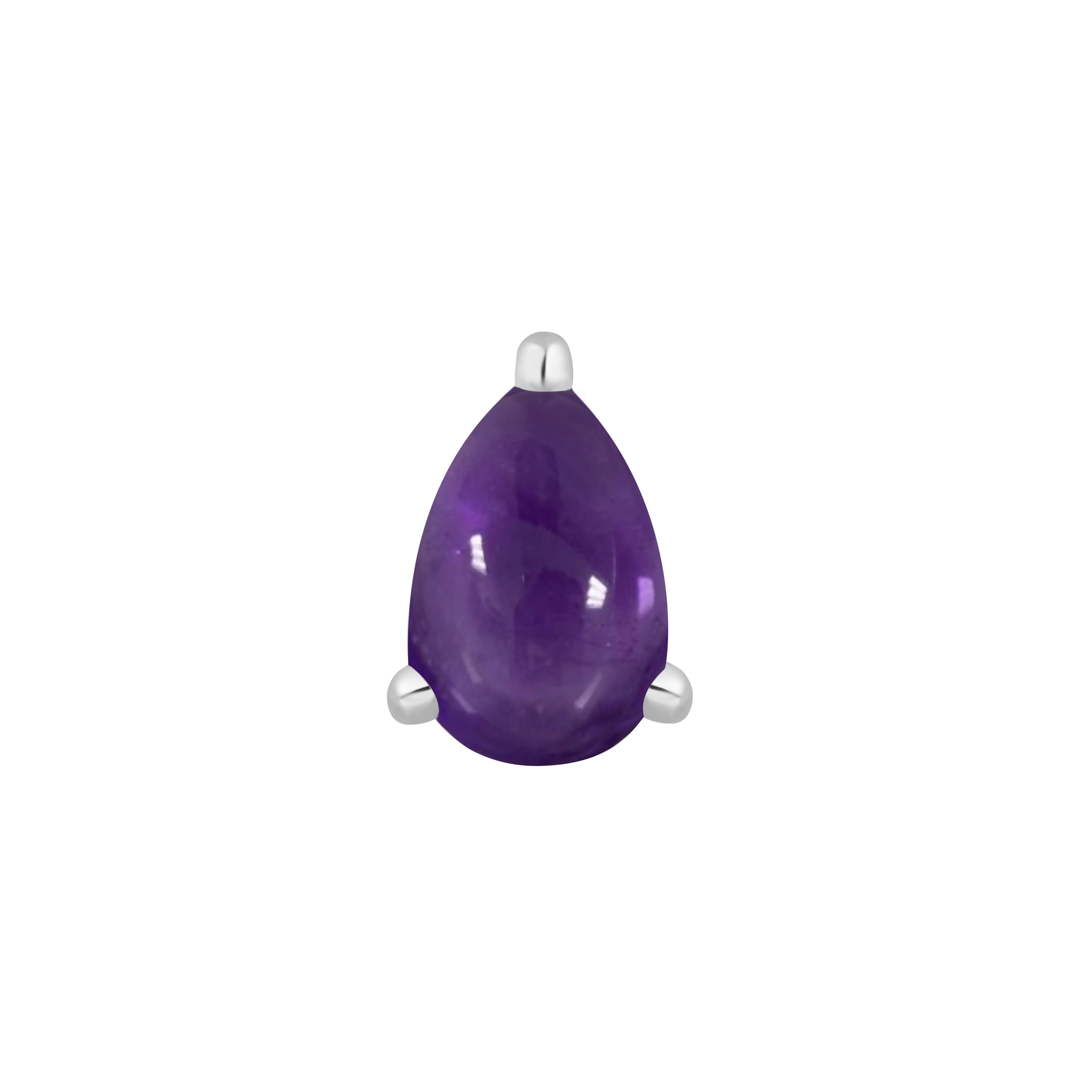 Amethyst Prong Pear - Threadless End