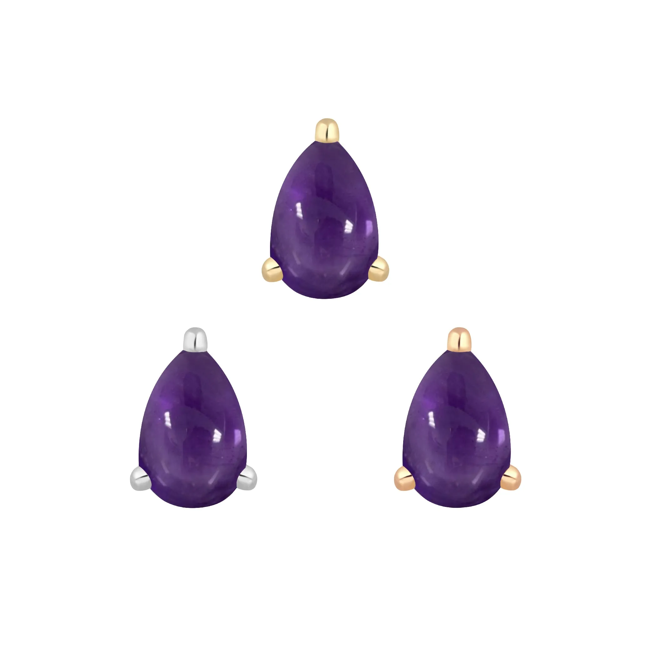 Amethyst Prong Pear - Threadless End