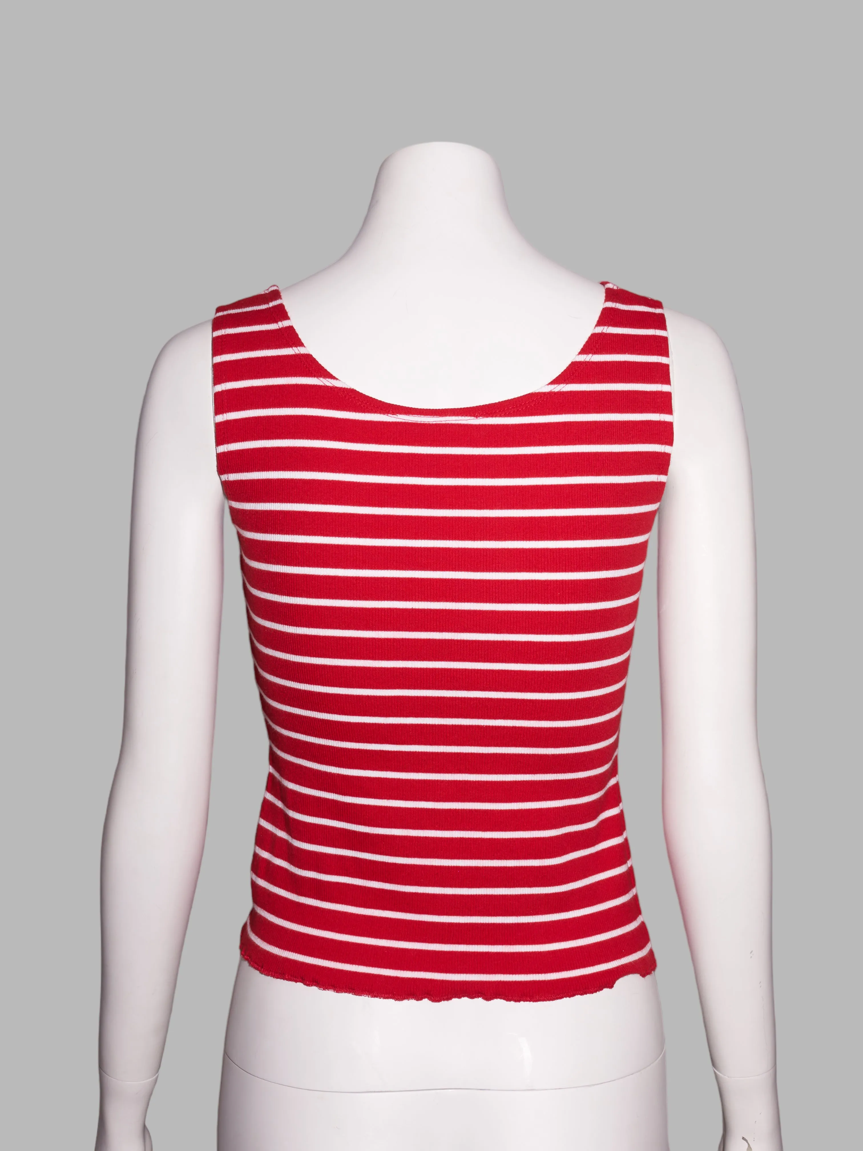 Ann Max striped red and white patchwork knit singlet