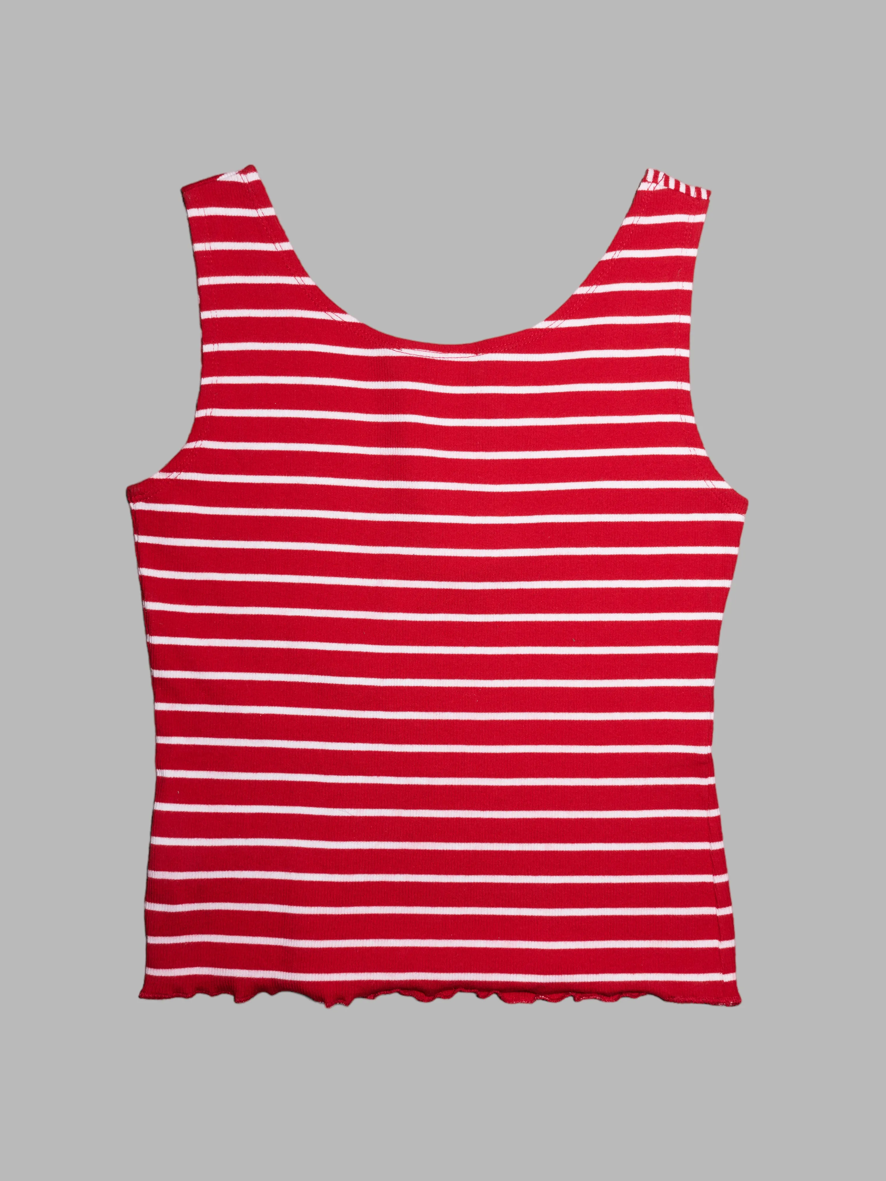 Ann Max striped red and white patchwork knit singlet