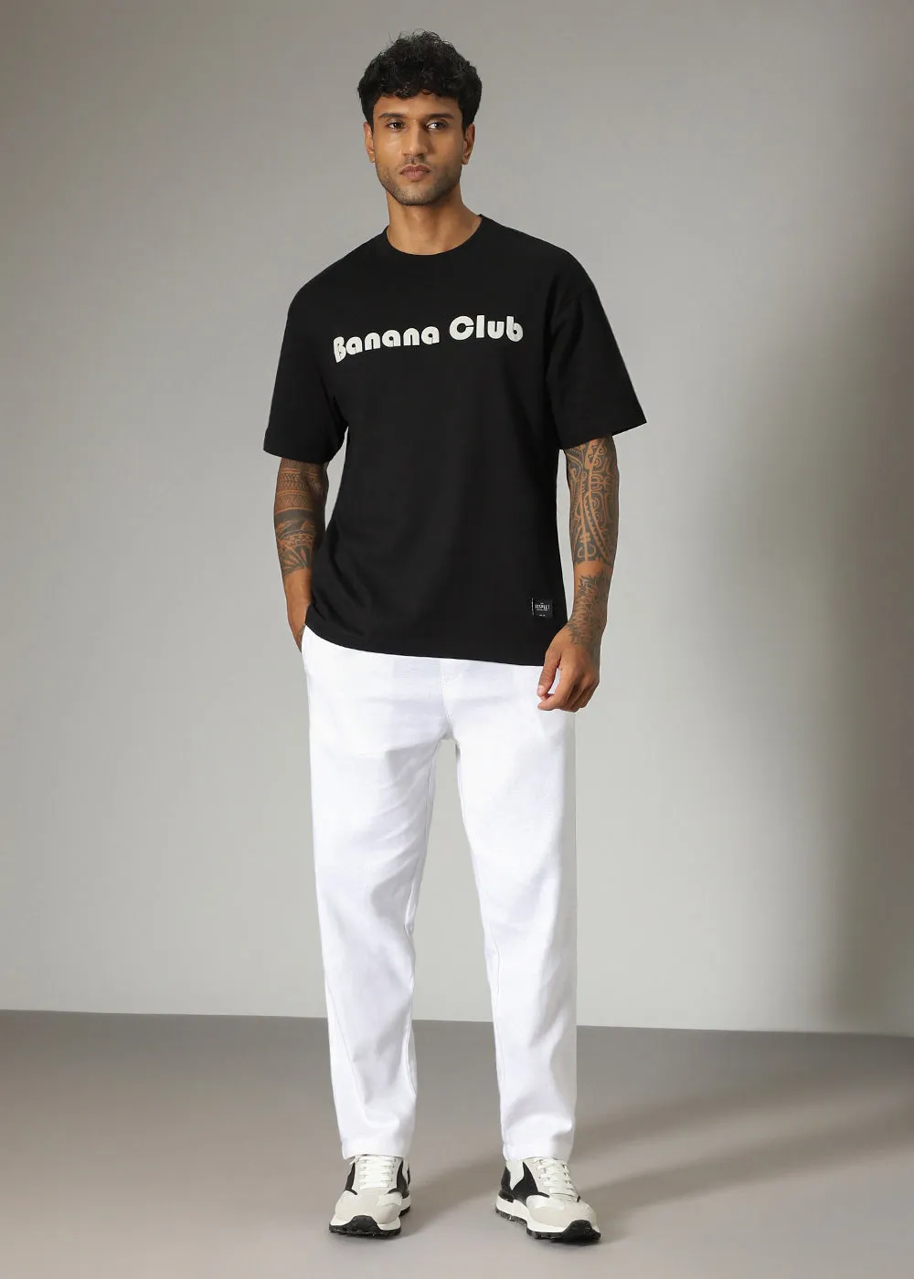 Banana Club Black Embossed Oversized Fit T-shirt