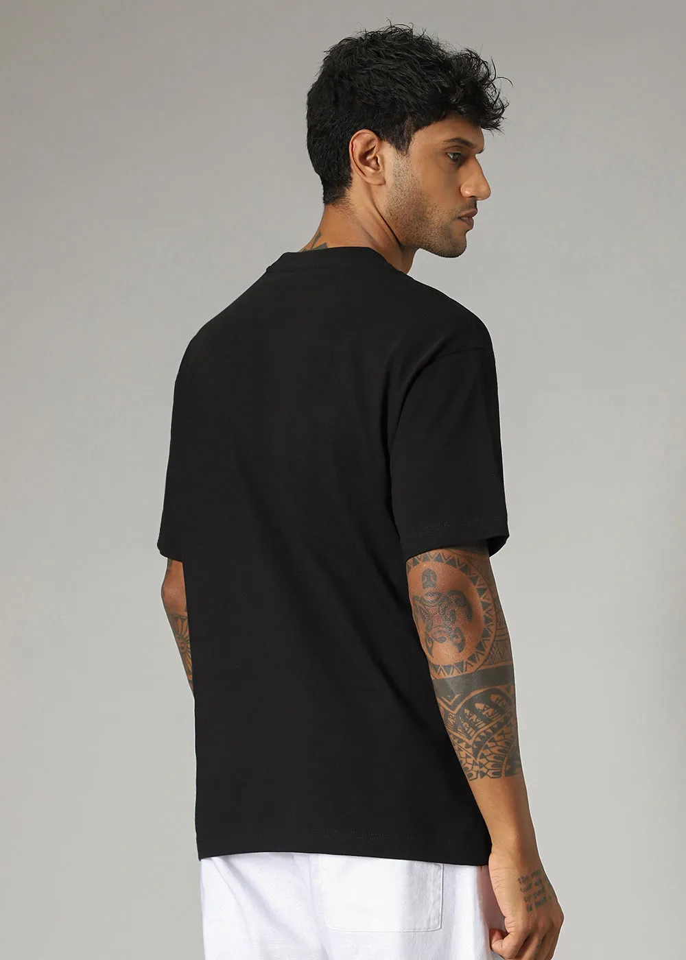 Banana Club Black Embossed Oversized Fit T-shirt