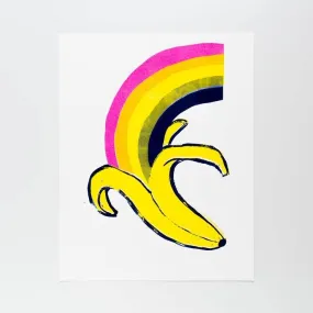 Banana Rainbow Risograph Card