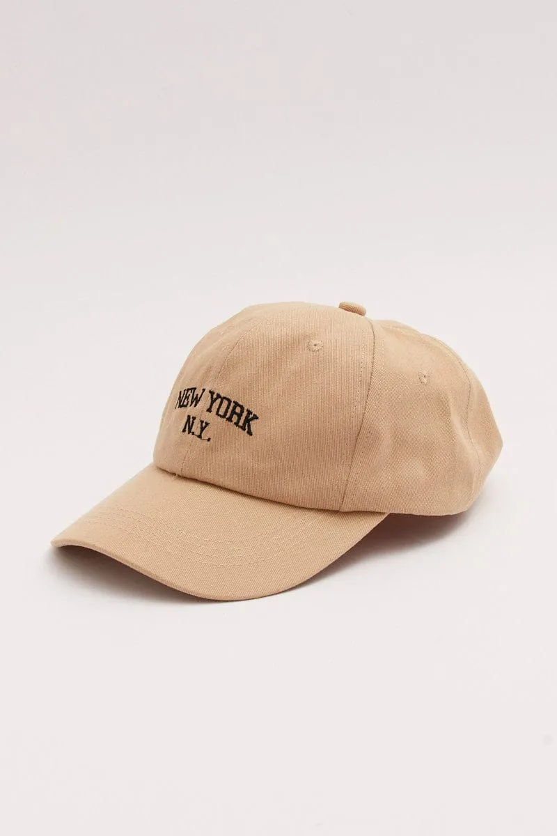 Beige New York Dad Cap