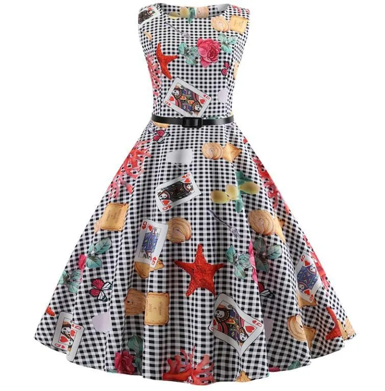 Belted Floral Print Retro Dress