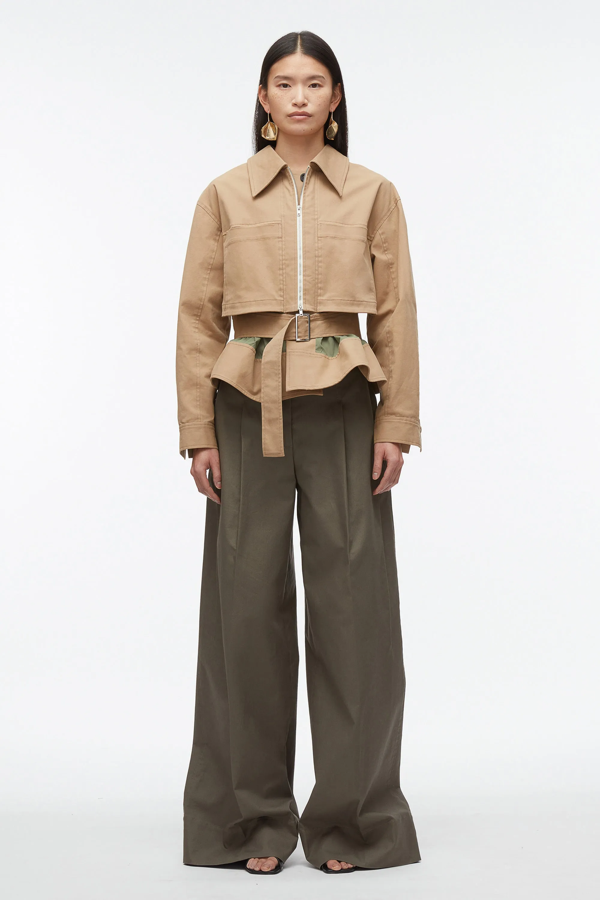 Belted Flounce Utility Jacket