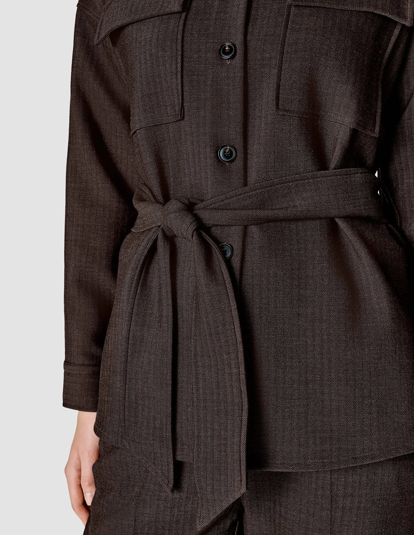 Belted Overshirt Dark Chocolate