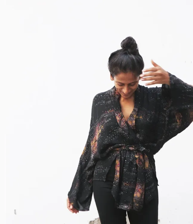 Belted Silk Free Size Kimono Shrug