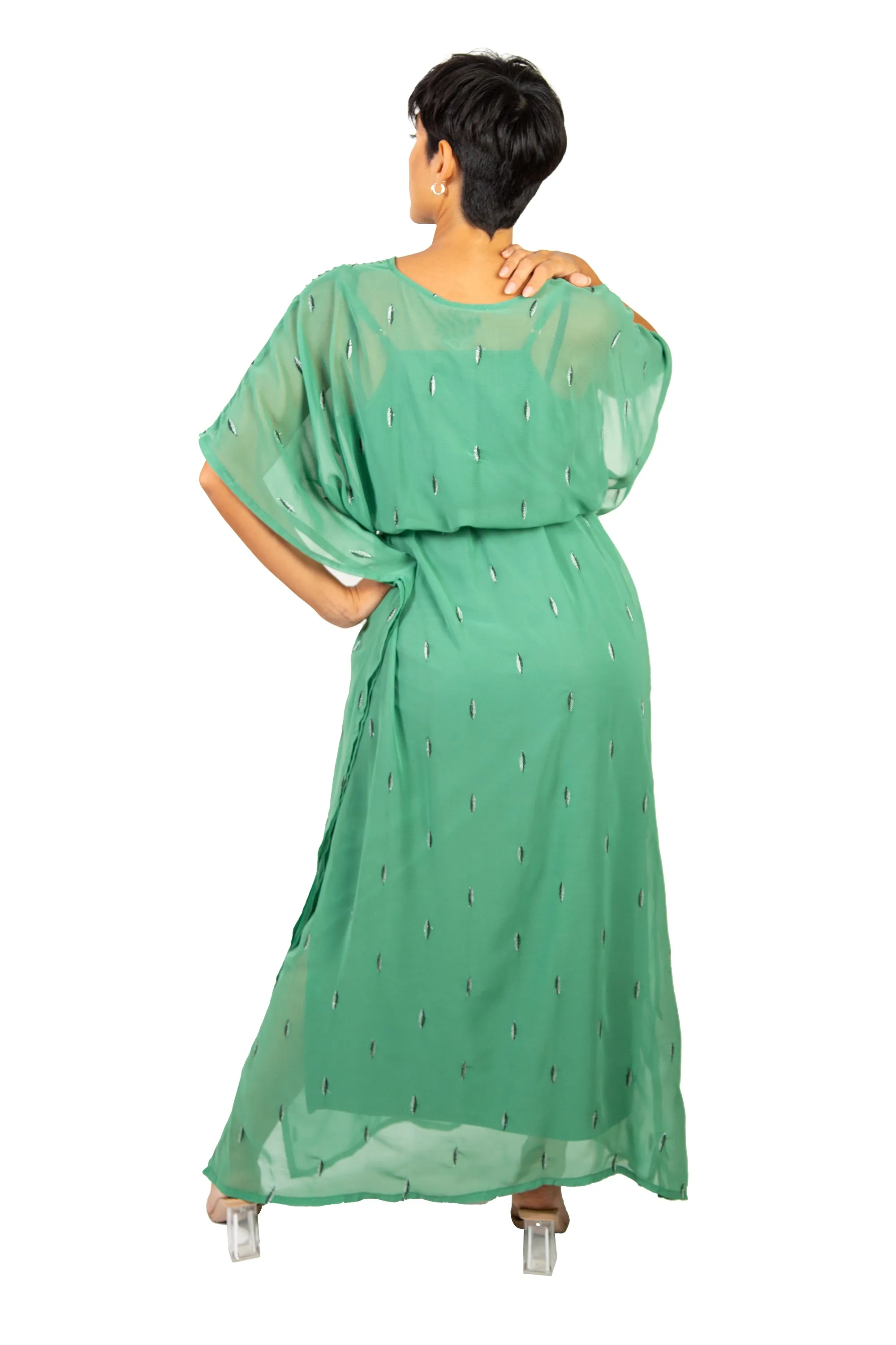 Belted V-Neck Kaftan Dress