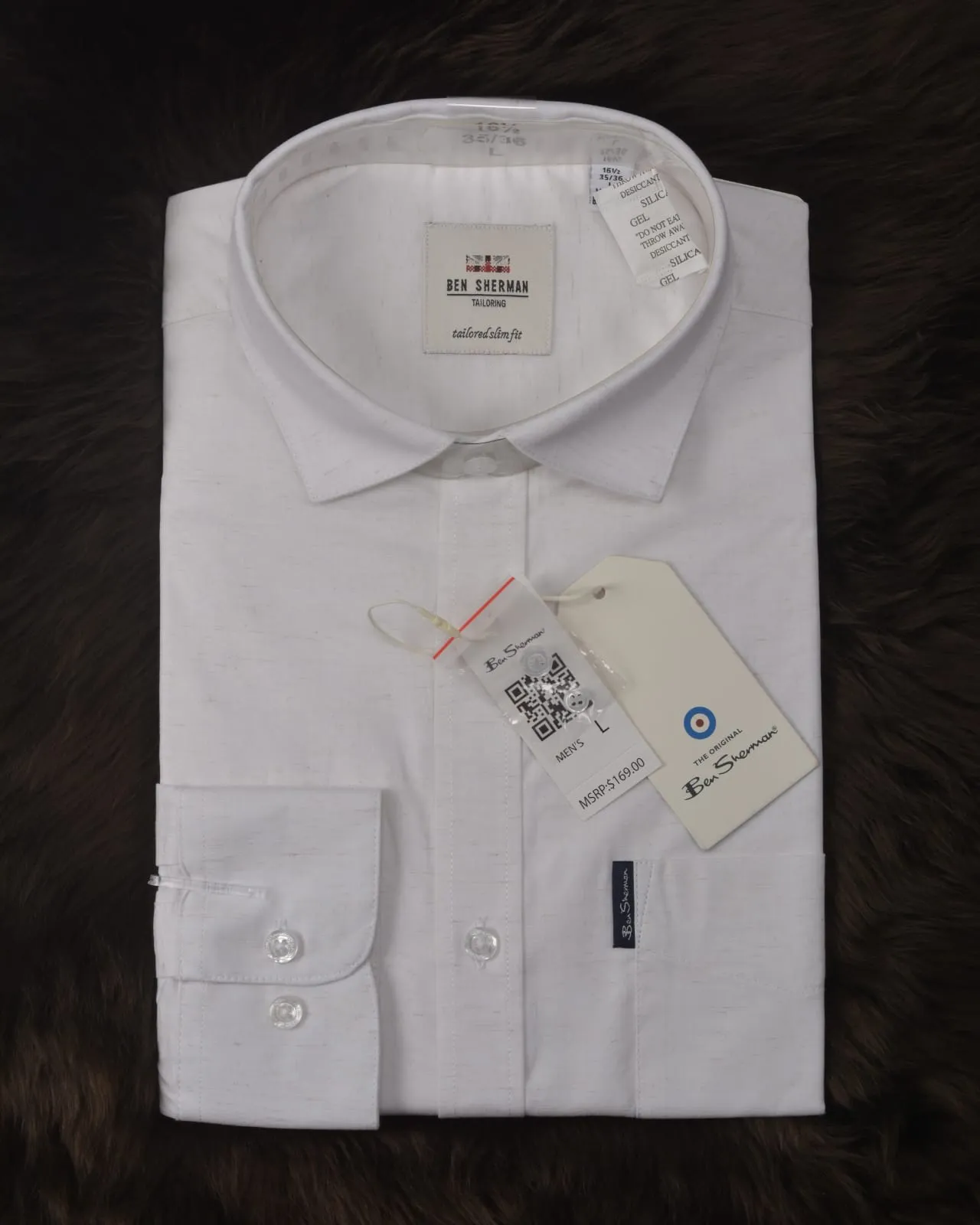 Ben Sharman END-ON-END BEATNIK WASH SHIRT WHITE