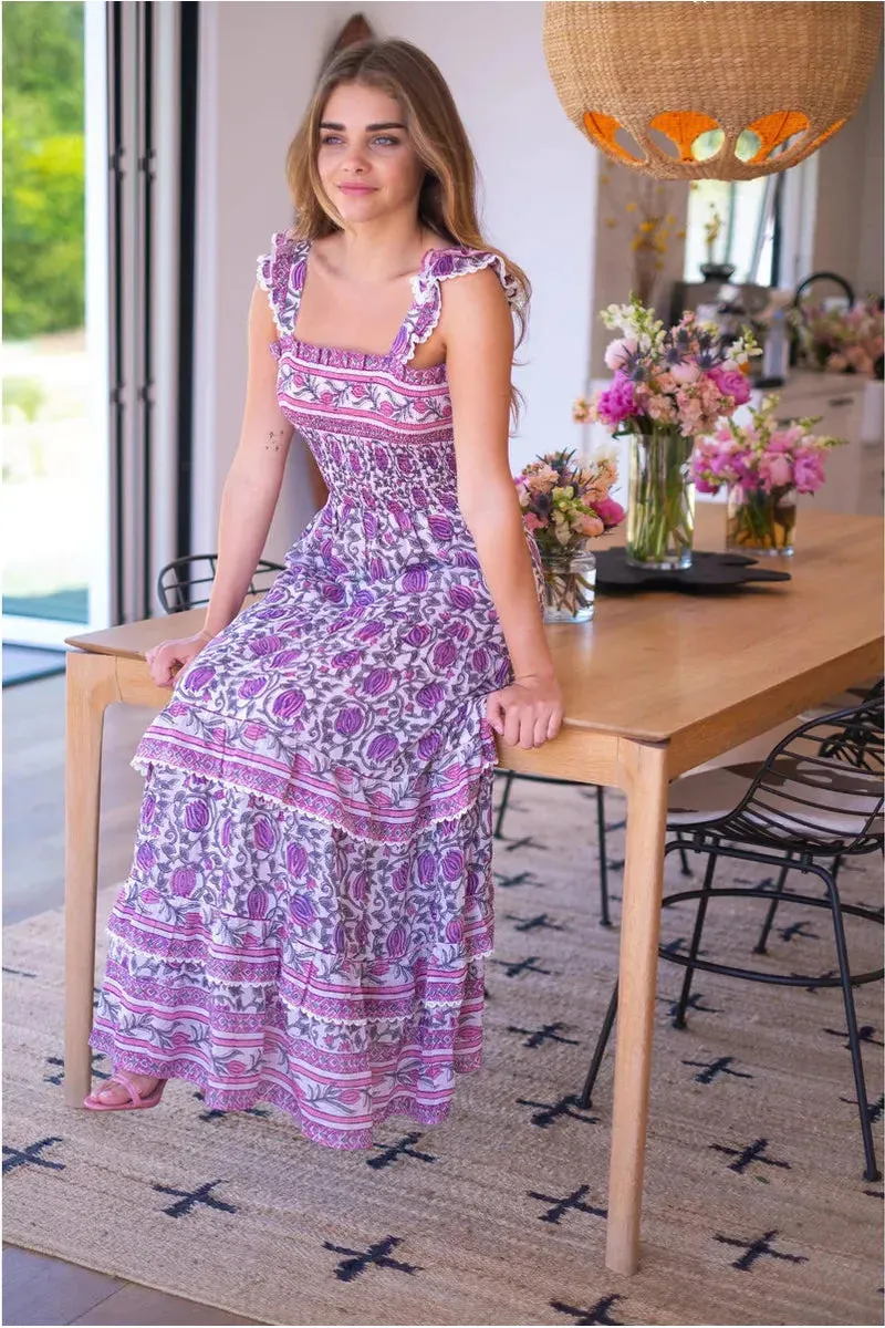 Blue Paisley Belted Christine Maxi Dress