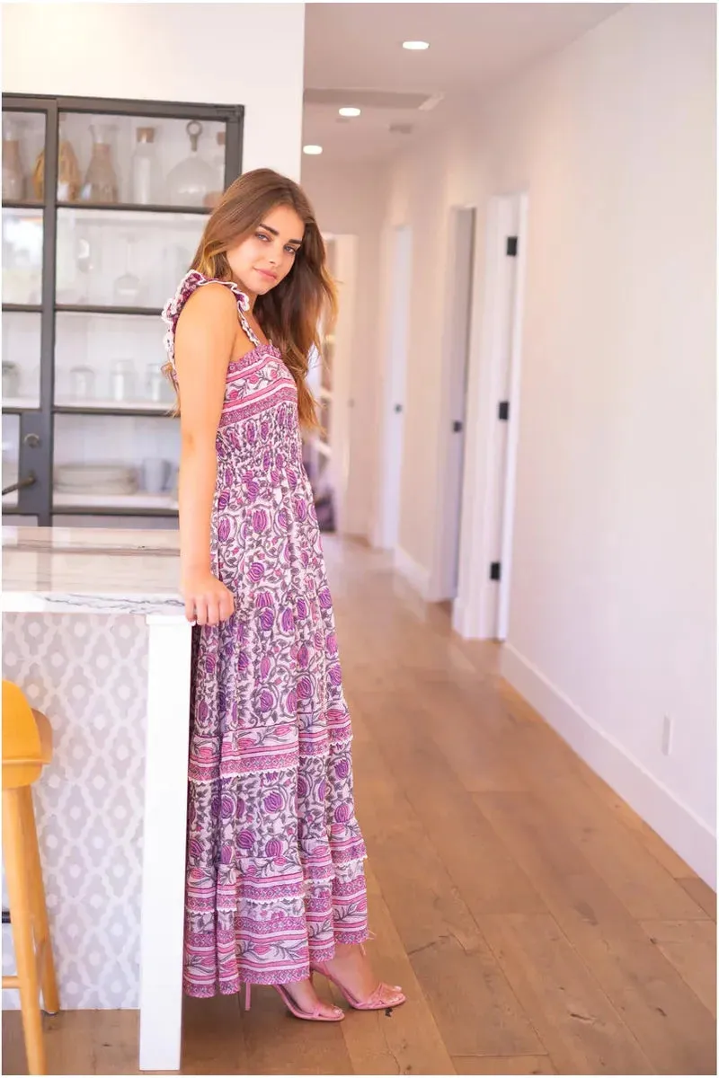 Blue Paisley Belted Christine Maxi Dress