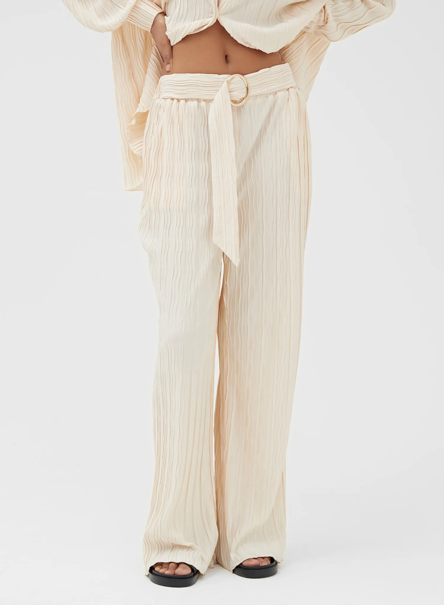 Blush Belted Plisse Trouser- Emre