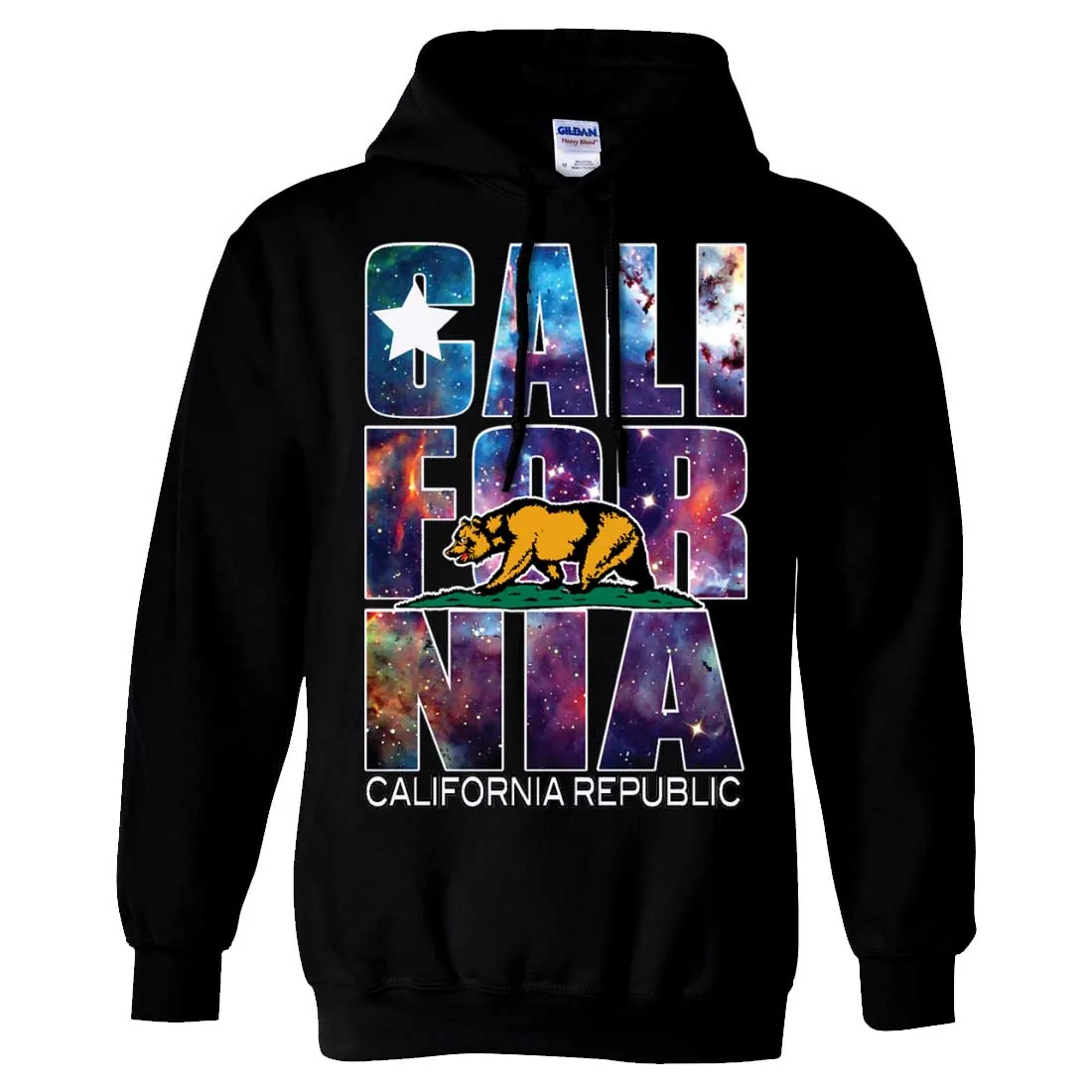 California Republic Cosmic State Flag Logo Design In Space Galaxy Sweatshirt Hoodie