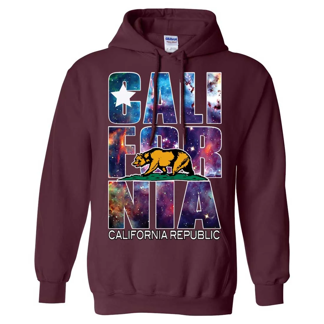 California Republic Cosmic State Flag Logo Design In Space Galaxy Sweatshirt Hoodie