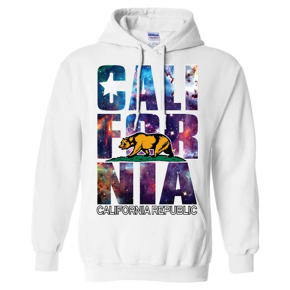 California Republic Cosmic State Flag Logo Design In Space Galaxy Sweatshirt Hoodie