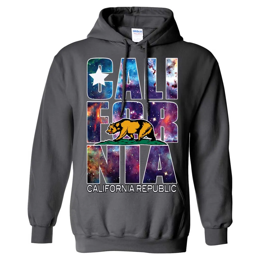 California Republic Cosmic State Flag Logo Design In Space Galaxy Sweatshirt Hoodie