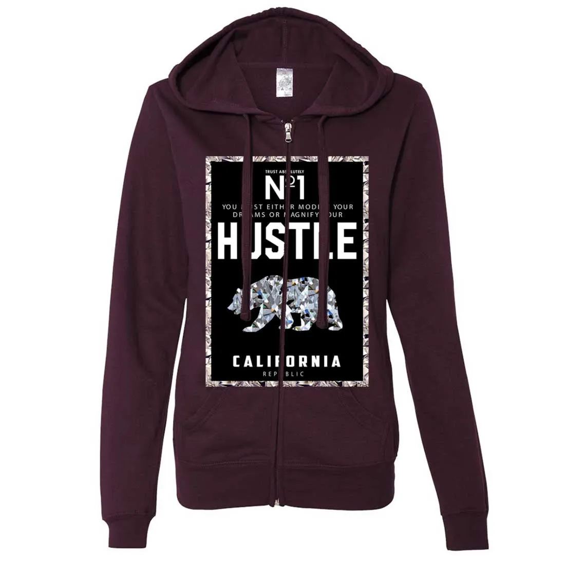 California Republic No. 1 Diamond Hustle Ladies Zip-Up Hoodie