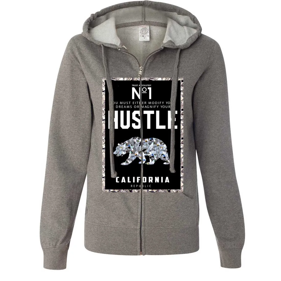 California Republic No. 1 Diamond Hustle Ladies Zip-Up Hoodie