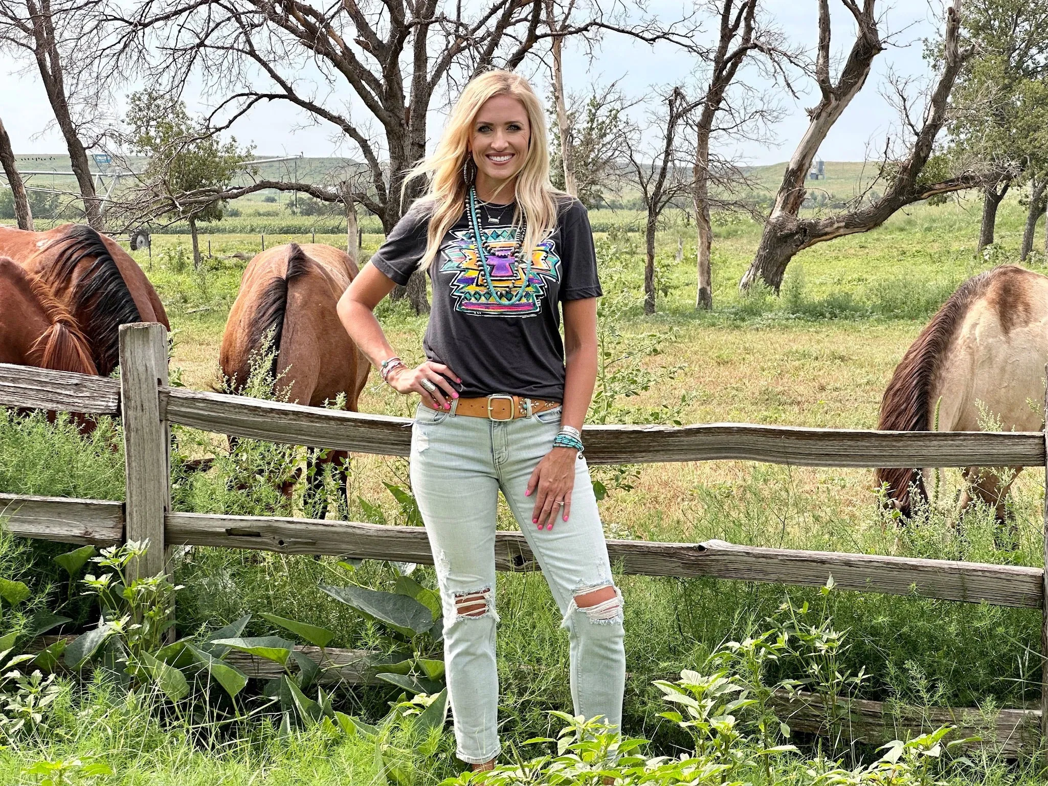 Callie Ann Stelter Neon Aztec Tee