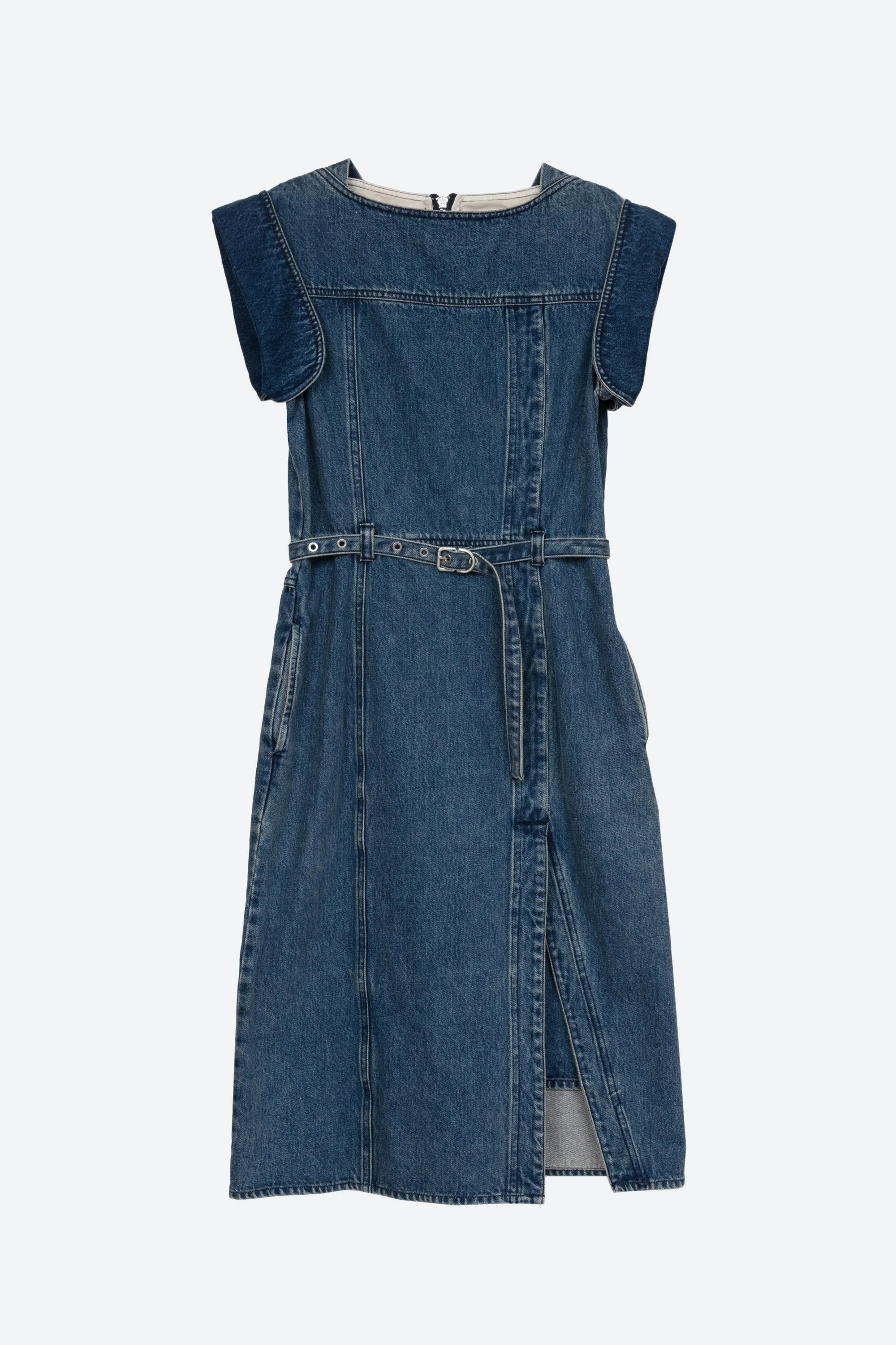 Deconstructed Belted Denim Dress