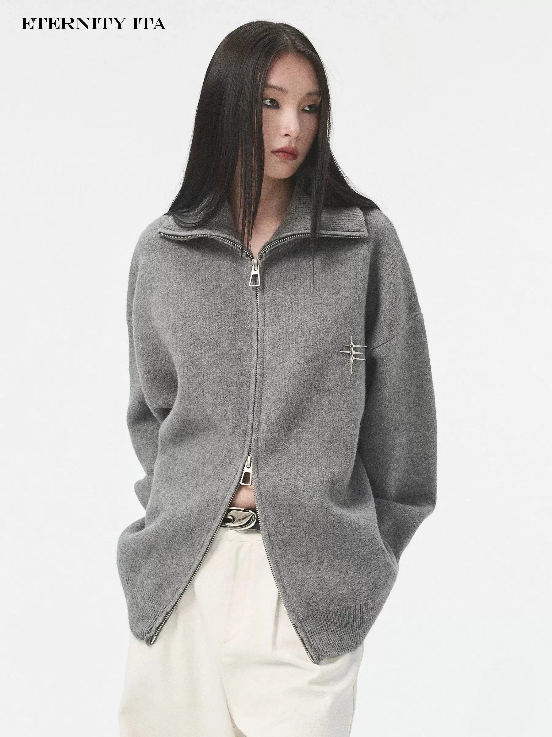 Double-End Zipped Relaxed Sweater