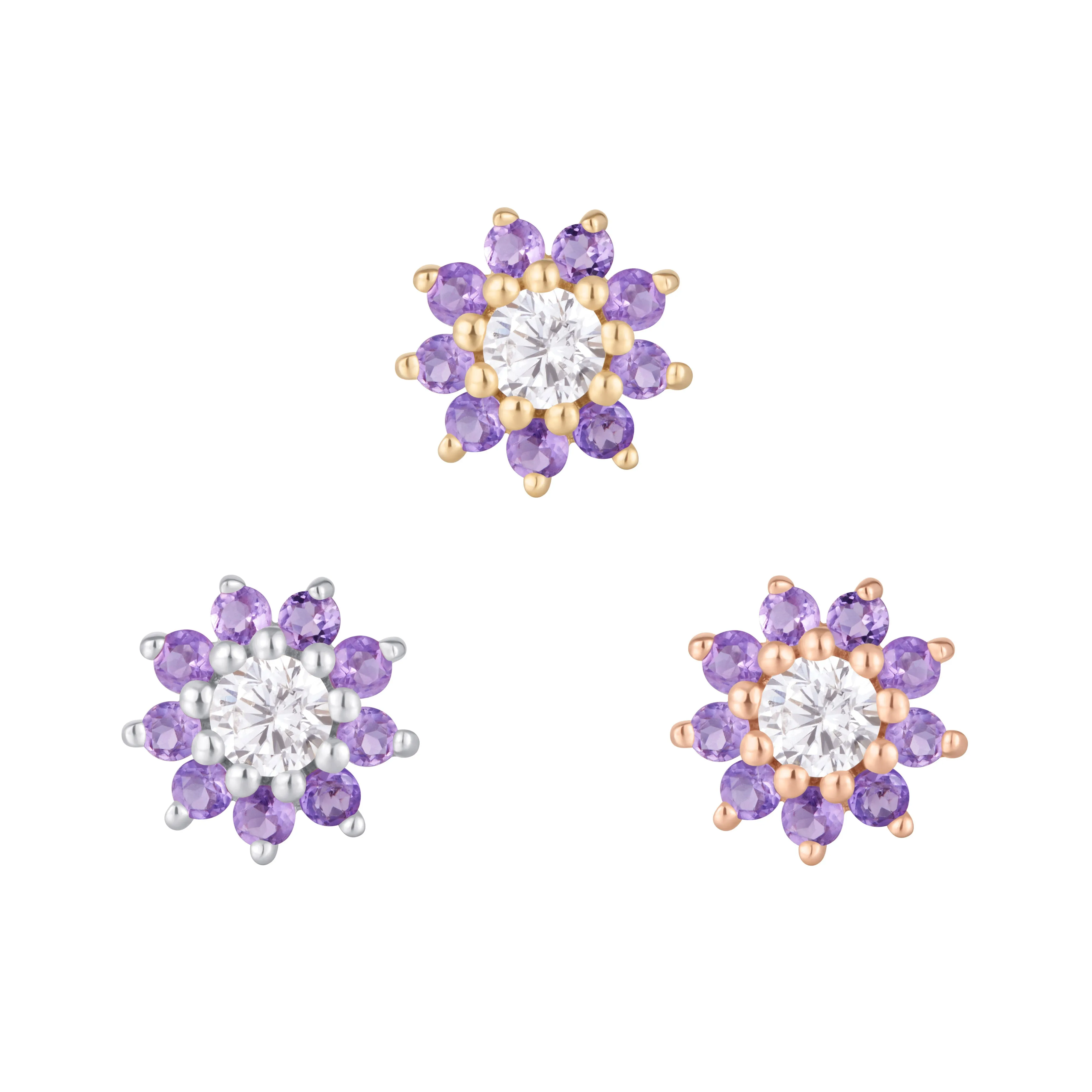 Eloise - Amethyst   CZ - Threadless End