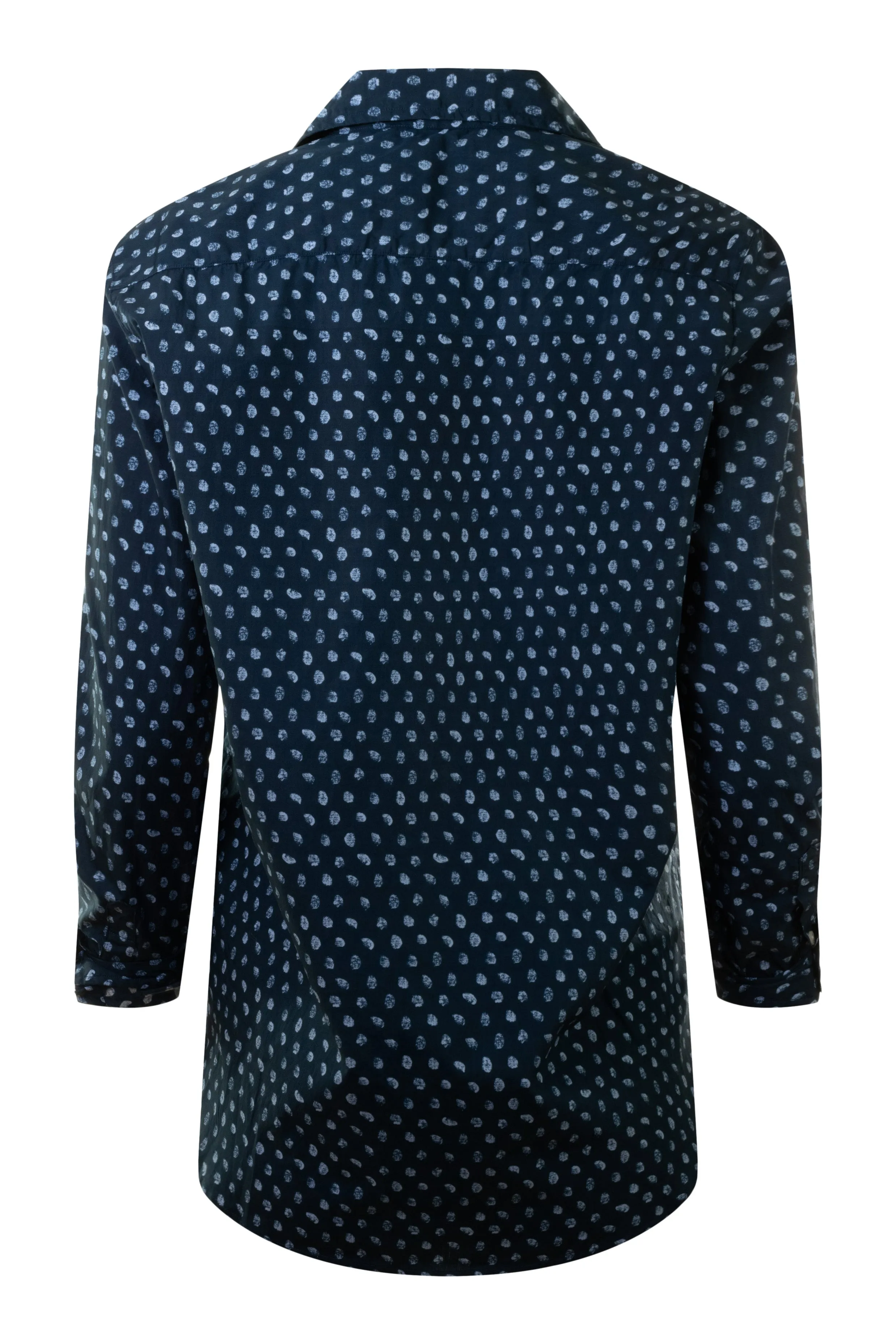 Frank & Eileen Eileen Relaxed Button Up Shirt in Messy Navy with Blue Dots