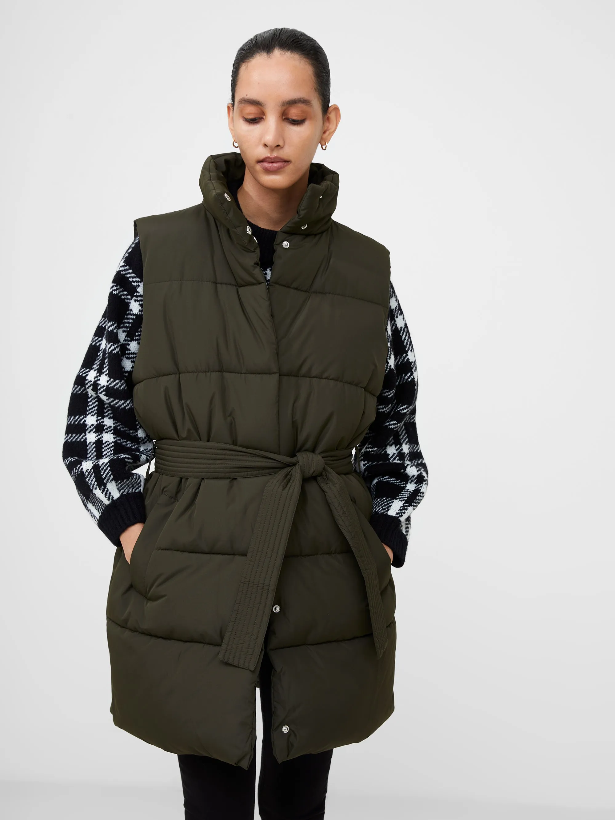 Funnel Neck Belted Gilet