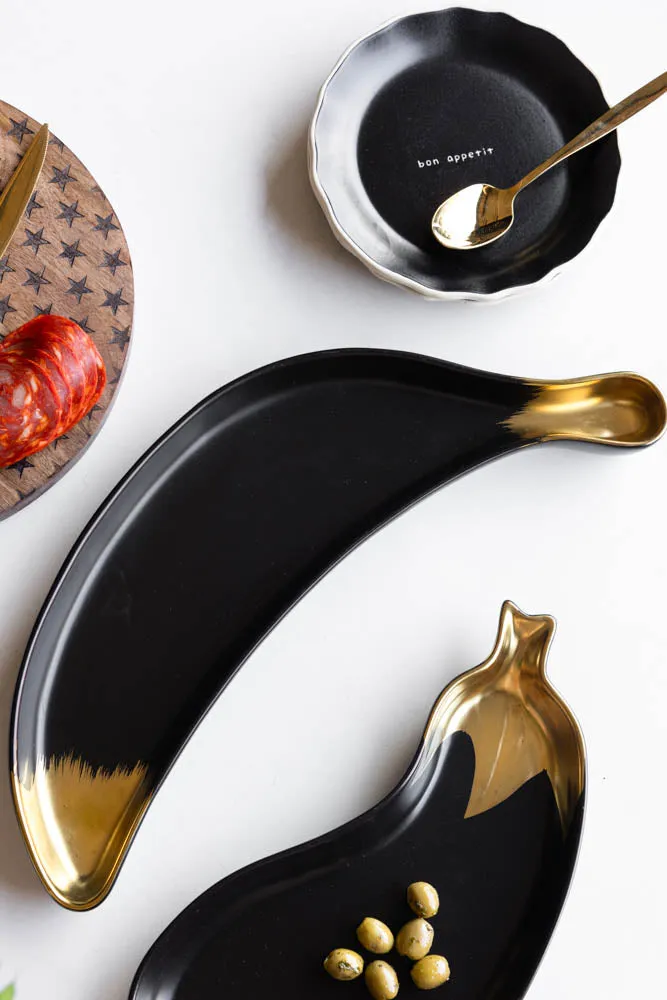 Gold Banana Serving Bowl