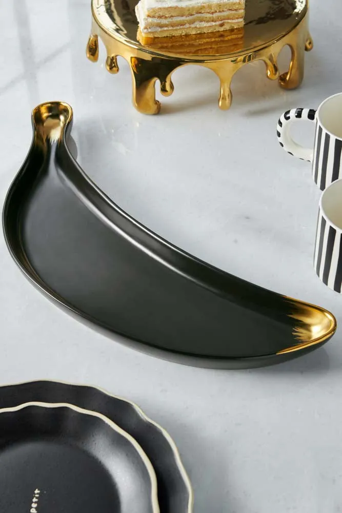 Gold Banana Serving Bowl