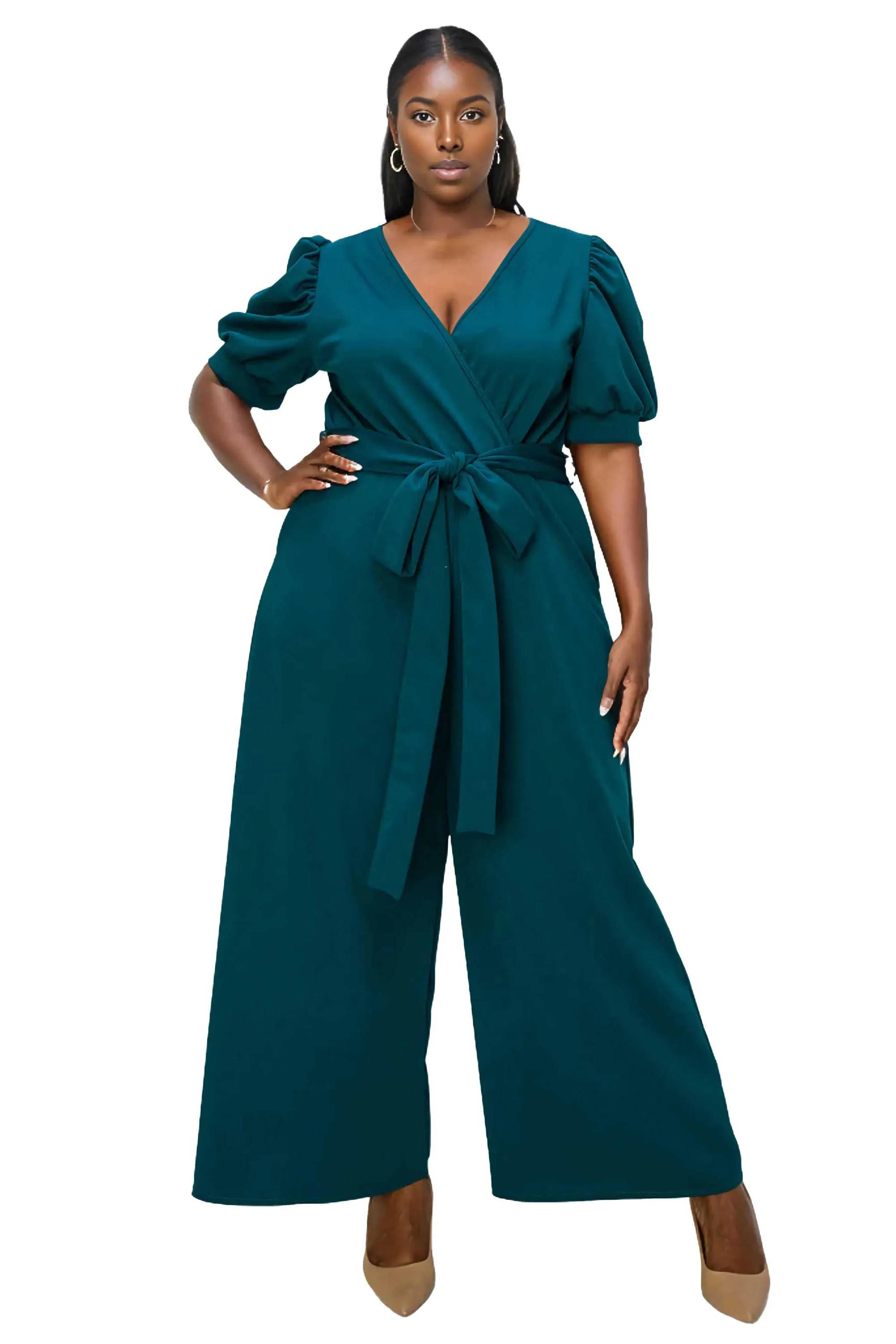 Iris Surplice Belted Pocket Jumpsuit