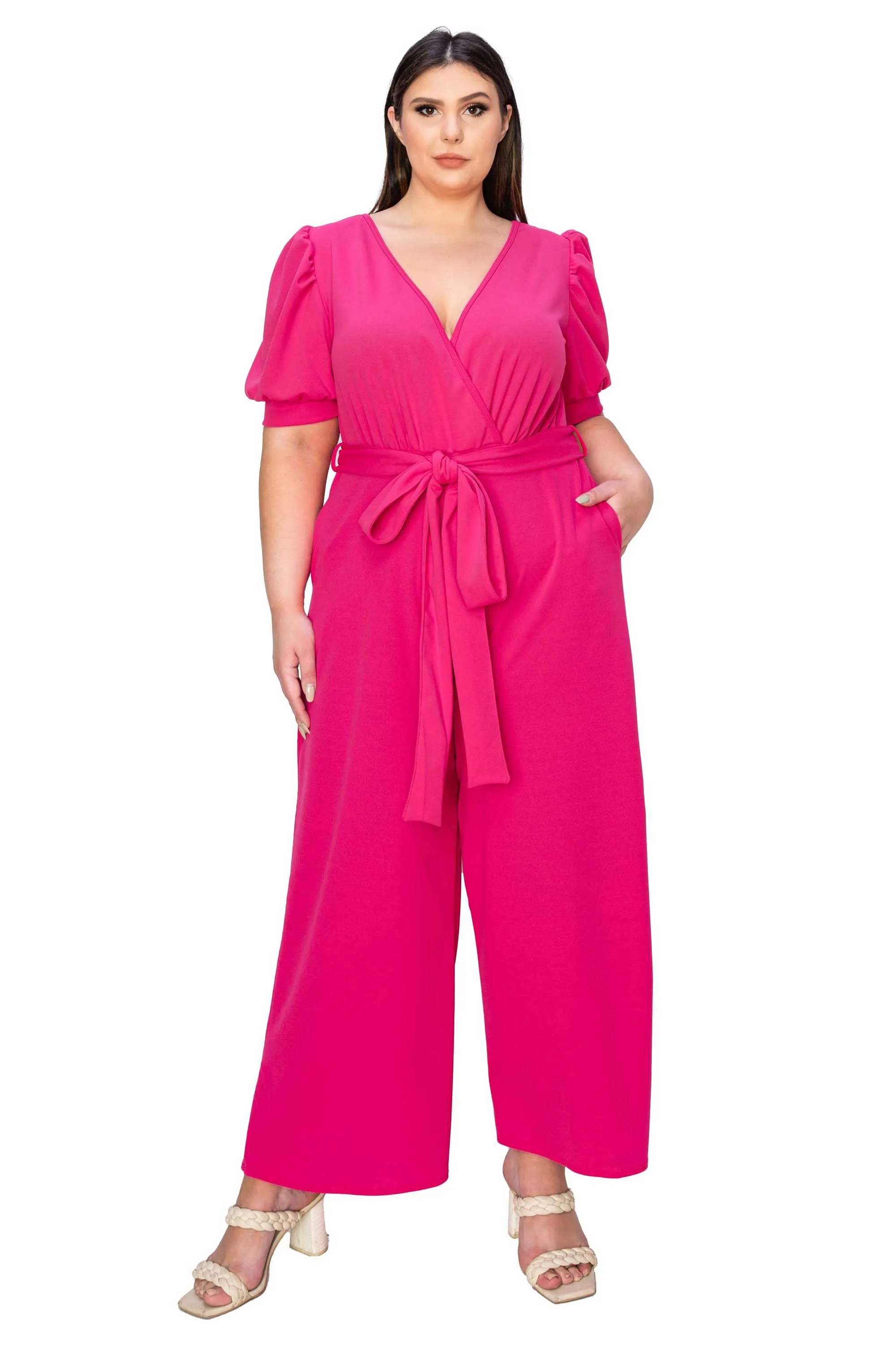 Iris Surplice Belted Pocket Jumpsuit