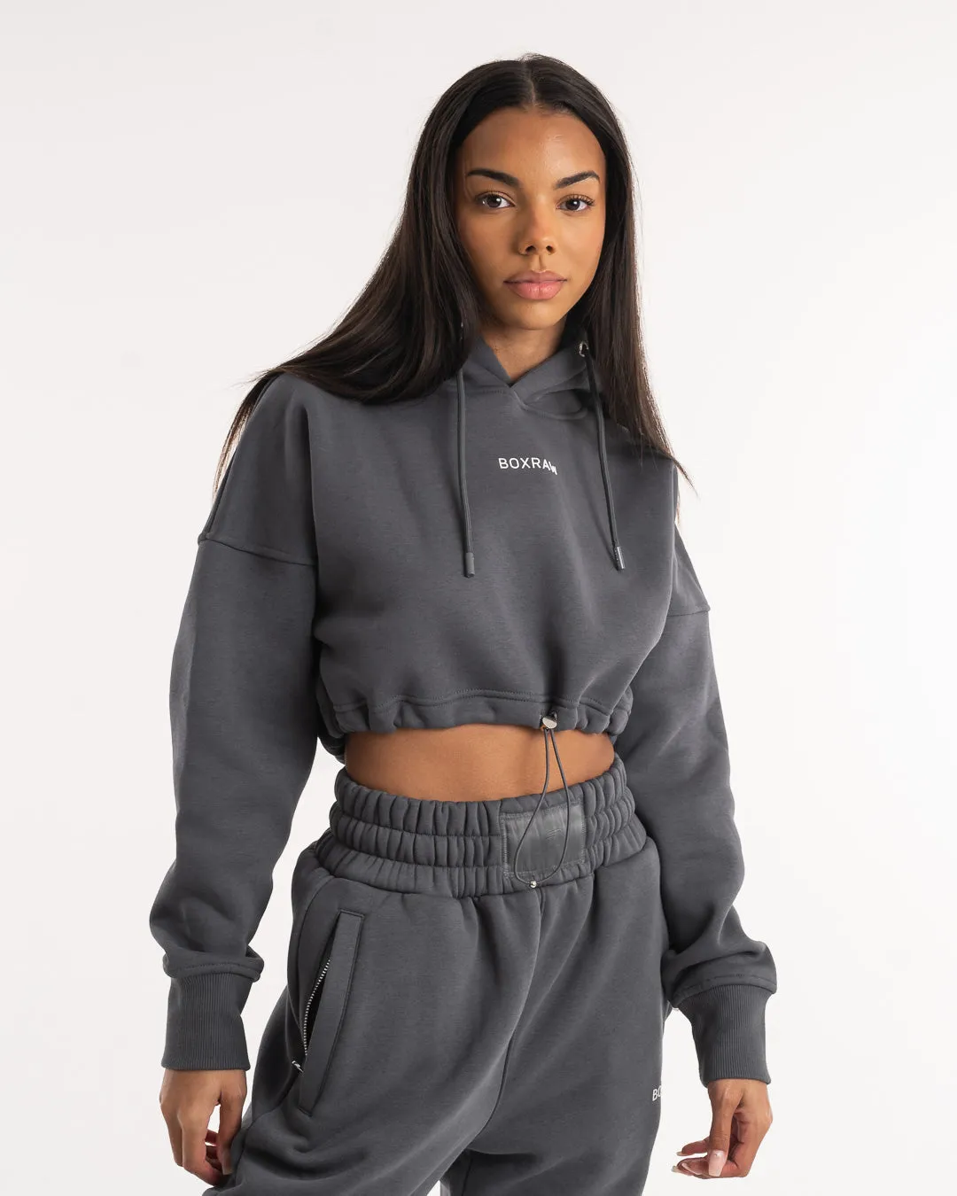 Johnson Cropped Hoodie - Charcoal