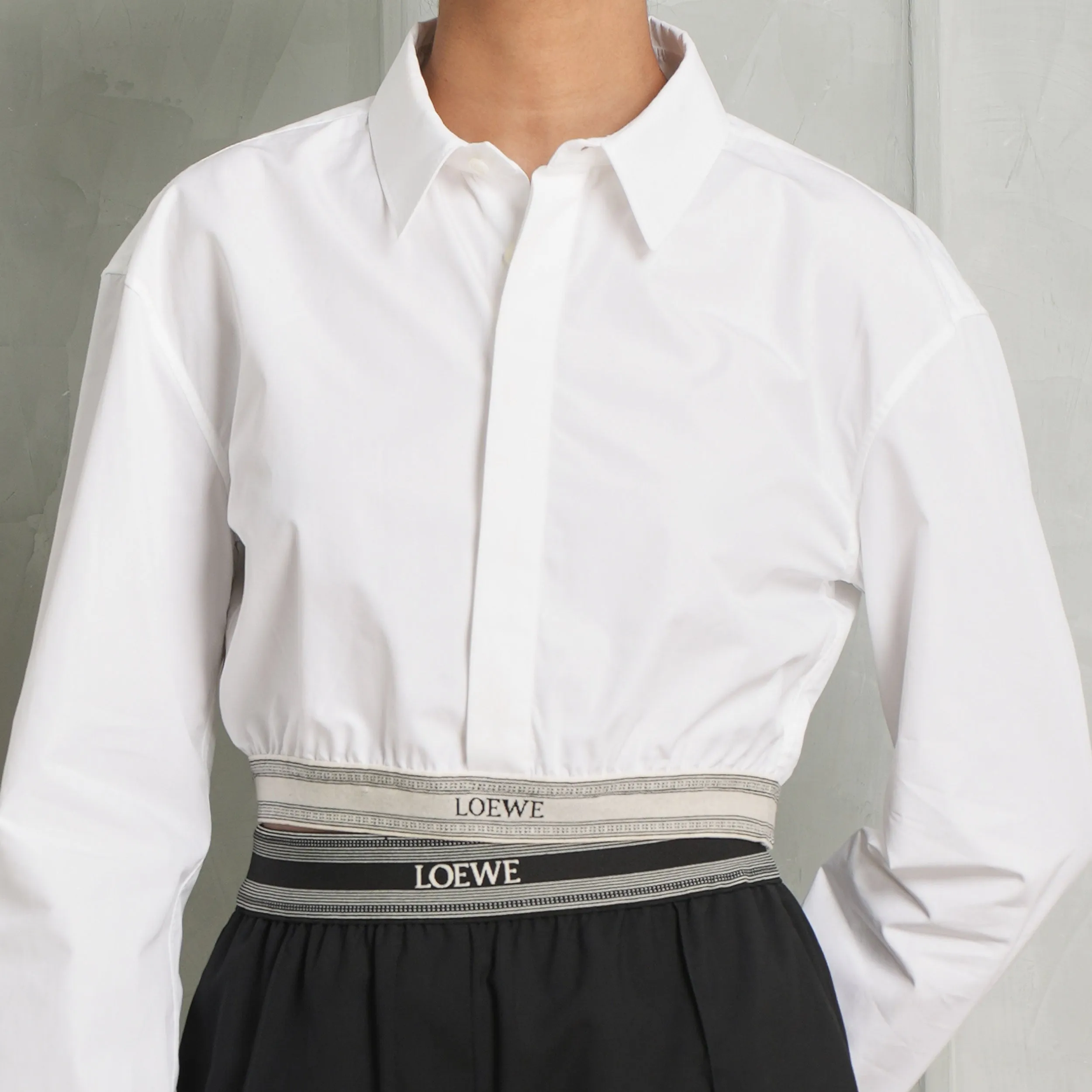 Logo Belted Cropped Shirt