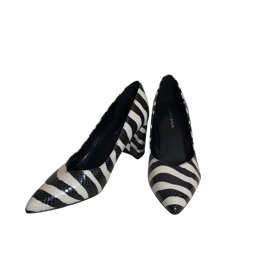 Marc Fisher Black and White Zebra Print Block Heels | Brand New |