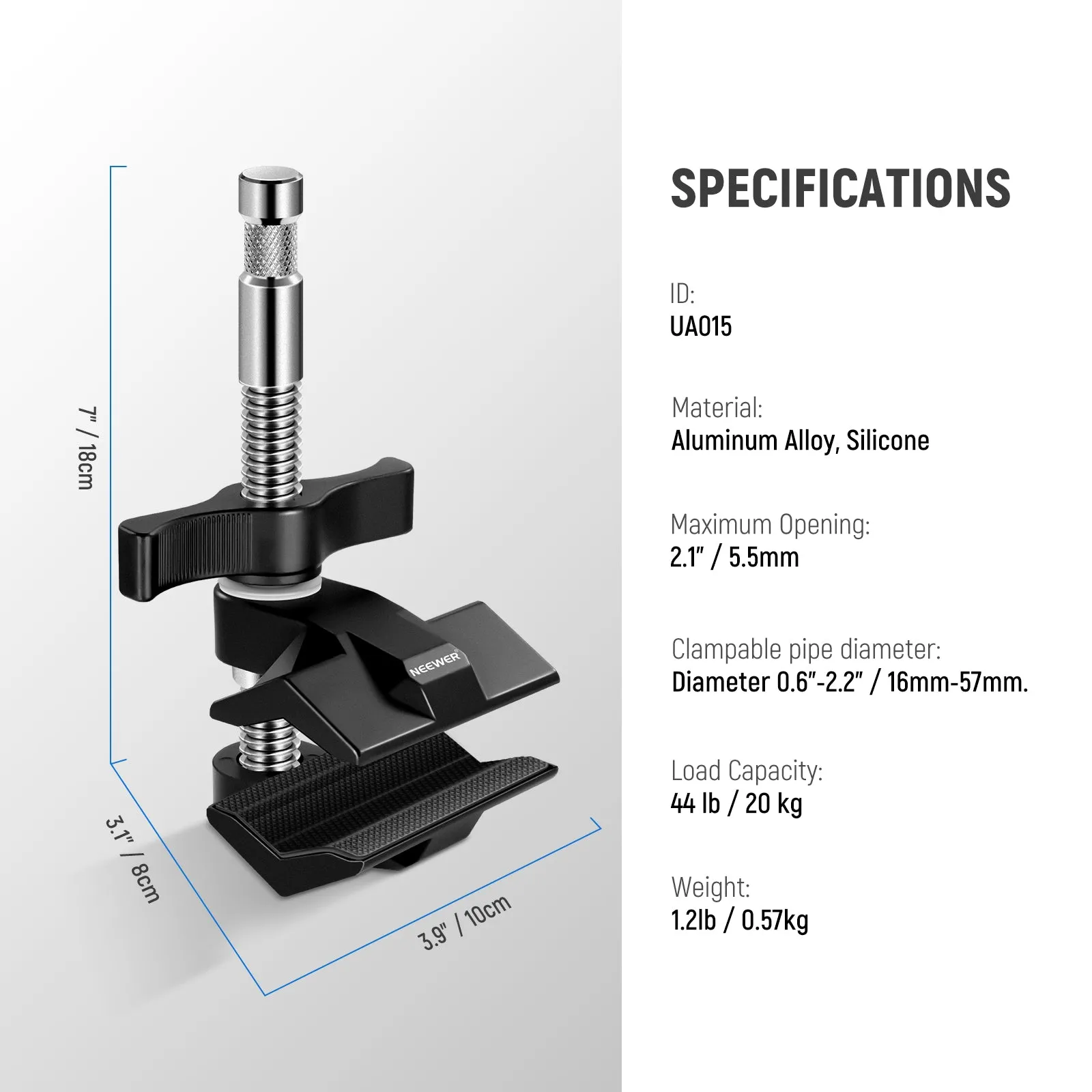 NEEWER End Jaw Grip with 5/8" Stud