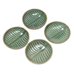 Novica Banana Vibes Ceramic Dessert Bowls (Set Of 4)